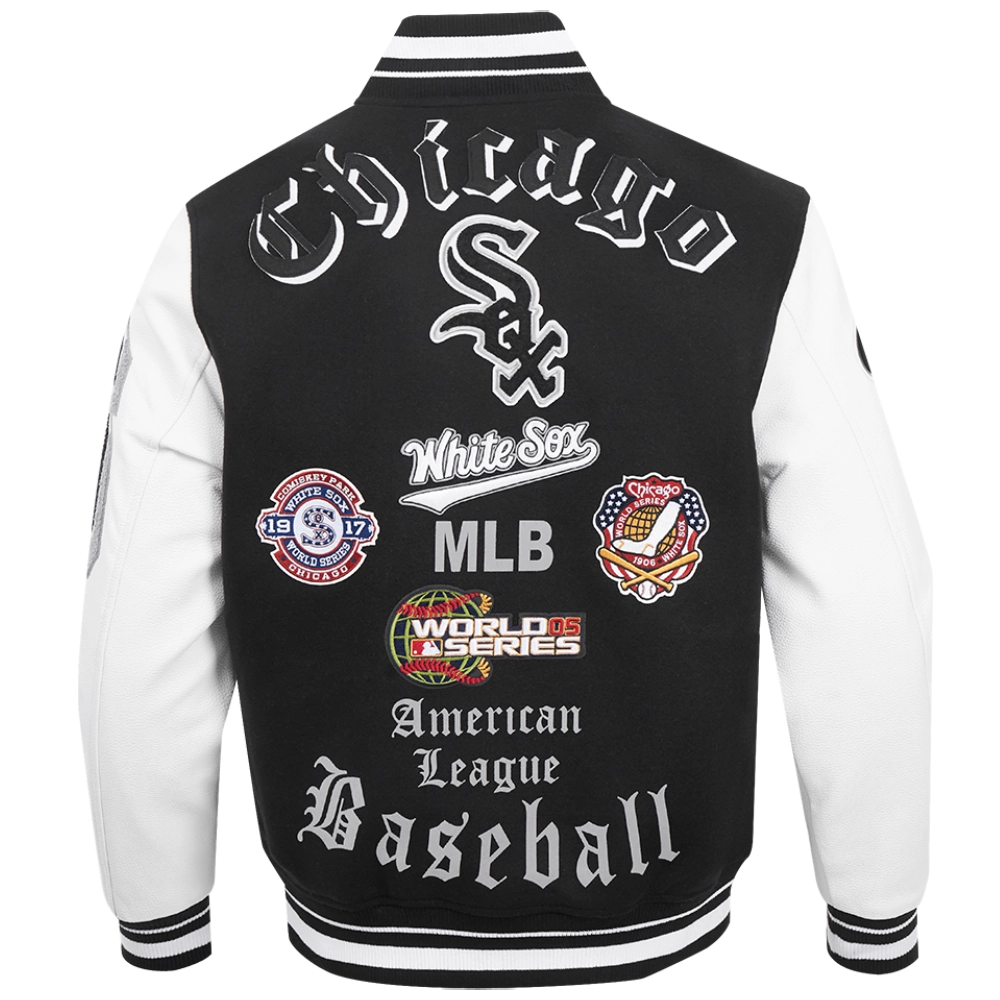 Chicago White Sox Old English Wool & Leather Varsity Jacket - Image 2