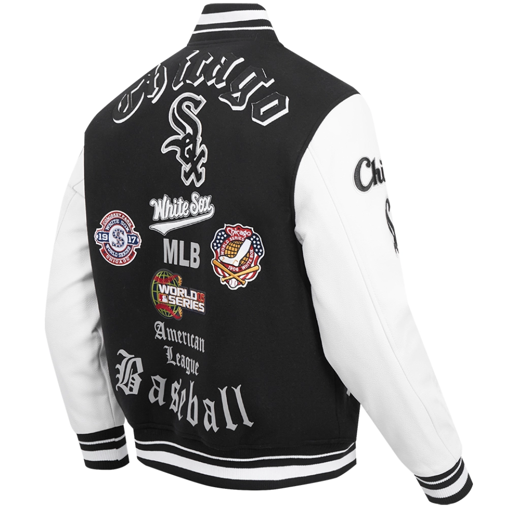Chicago White Sox Old English Wool & Leather Varsity Jacket - Image 4