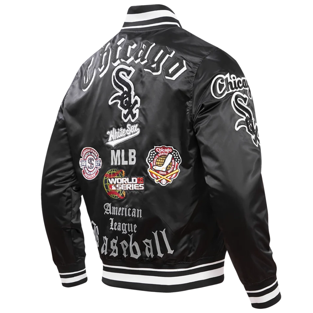 Chicago White Sox Pro Standard Classic Rib Knitted Satin Varsity Jacket - Image 4