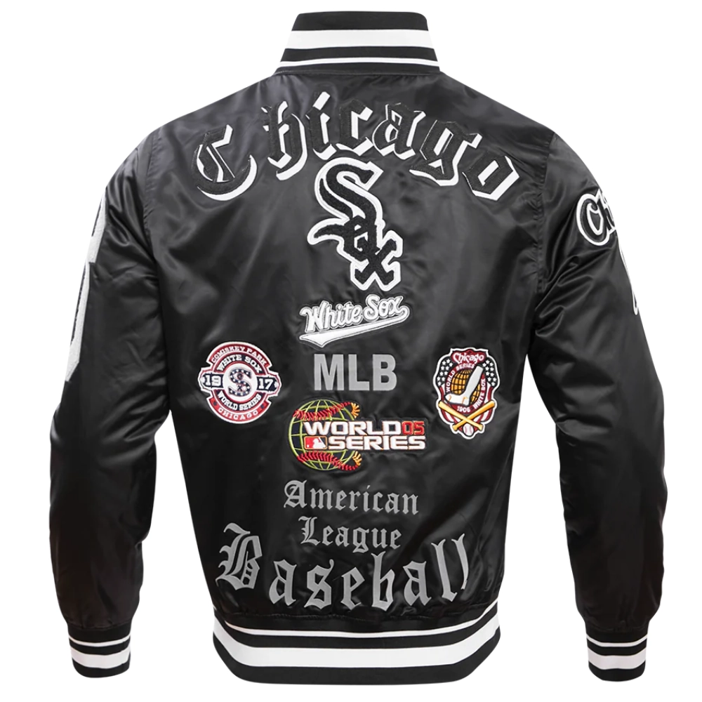 Chicago White Sox Pro Standard Classic Rib Knitted Satin Varsity Jacket - Image 2