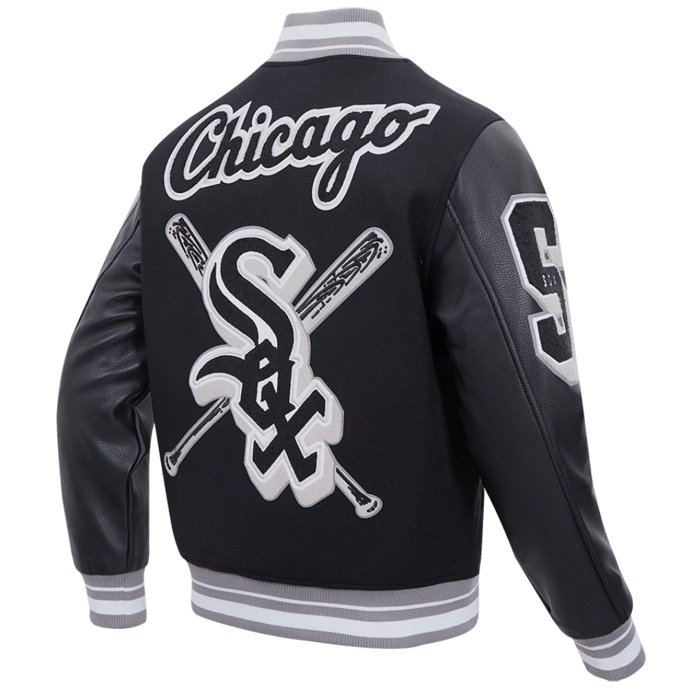 Chicago White Sox Pro Standard Mashup Black Wool & Leather Varsity Jacket - Image 3