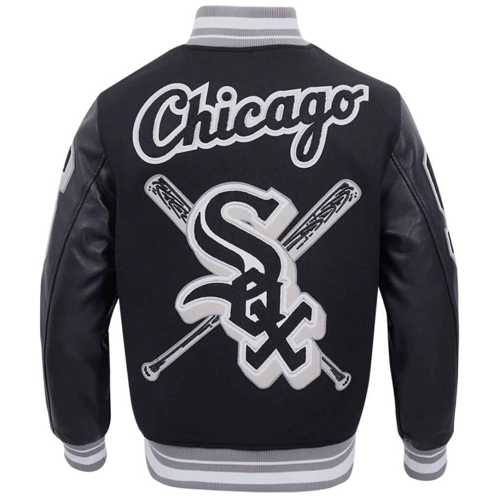 Chicago White Sox Pro Standard Mashup Black Wool & Leather Varsity Jacket - Image 2