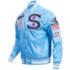 Chicago White Sox Pro Standard Retro Classic Satin Varsity Blue Jacket - Image 4