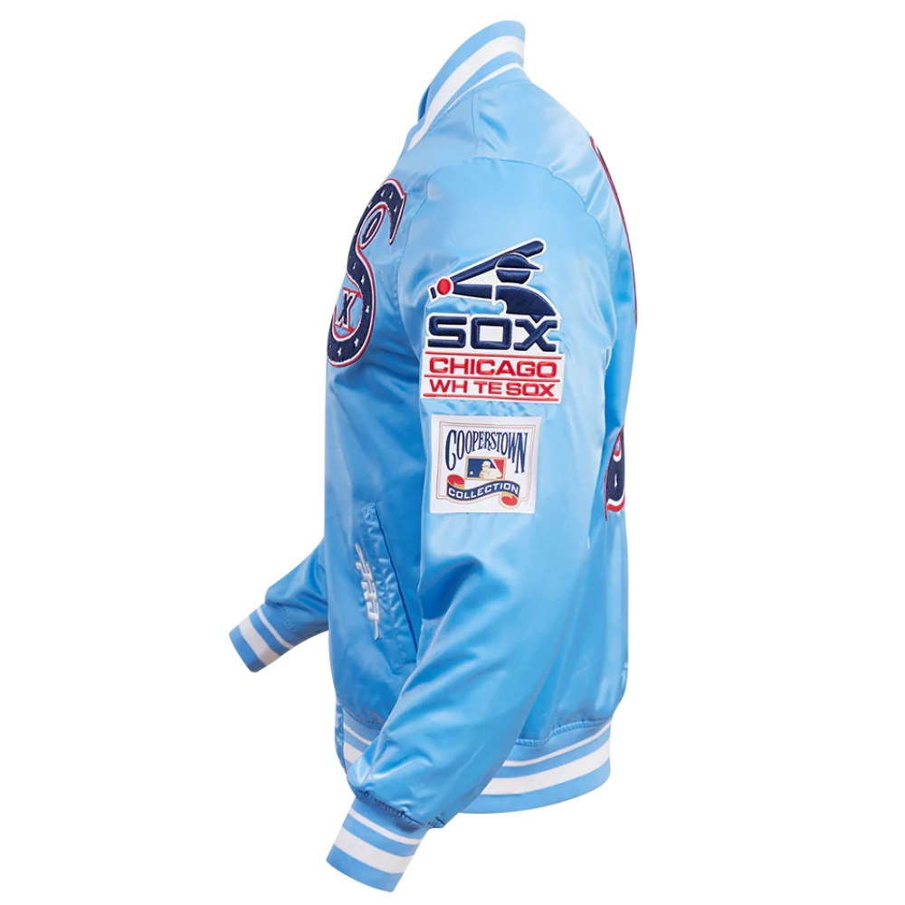 Chicago White Sox Pro Standard Retro Classic Satin Varsity Blue Jacket - Image 3