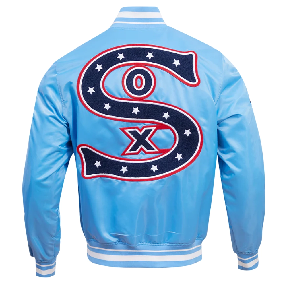 Chicago White Sox Pro Standard Retro Classic Satin Varsity Blue Jacket - Image 2