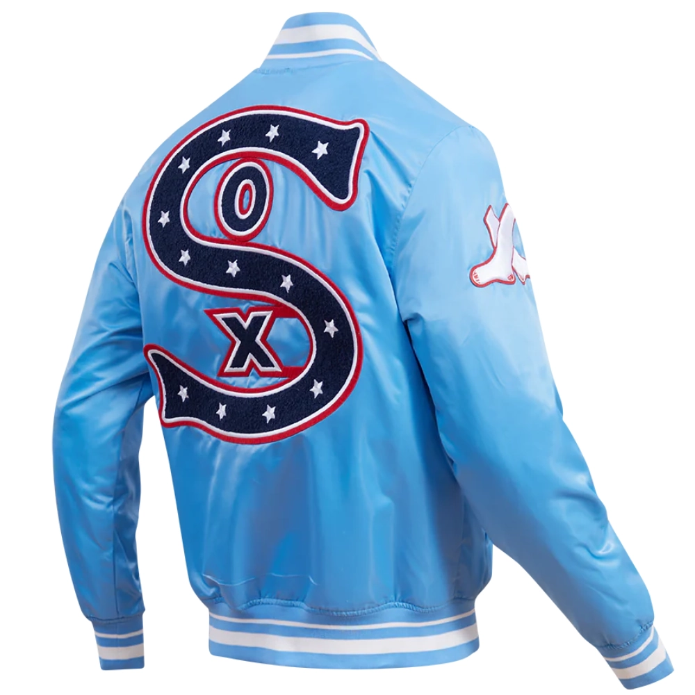 Chicago White Sox Pro Standard Retro Classic Satin Varsity Blue Jacket - Image 5