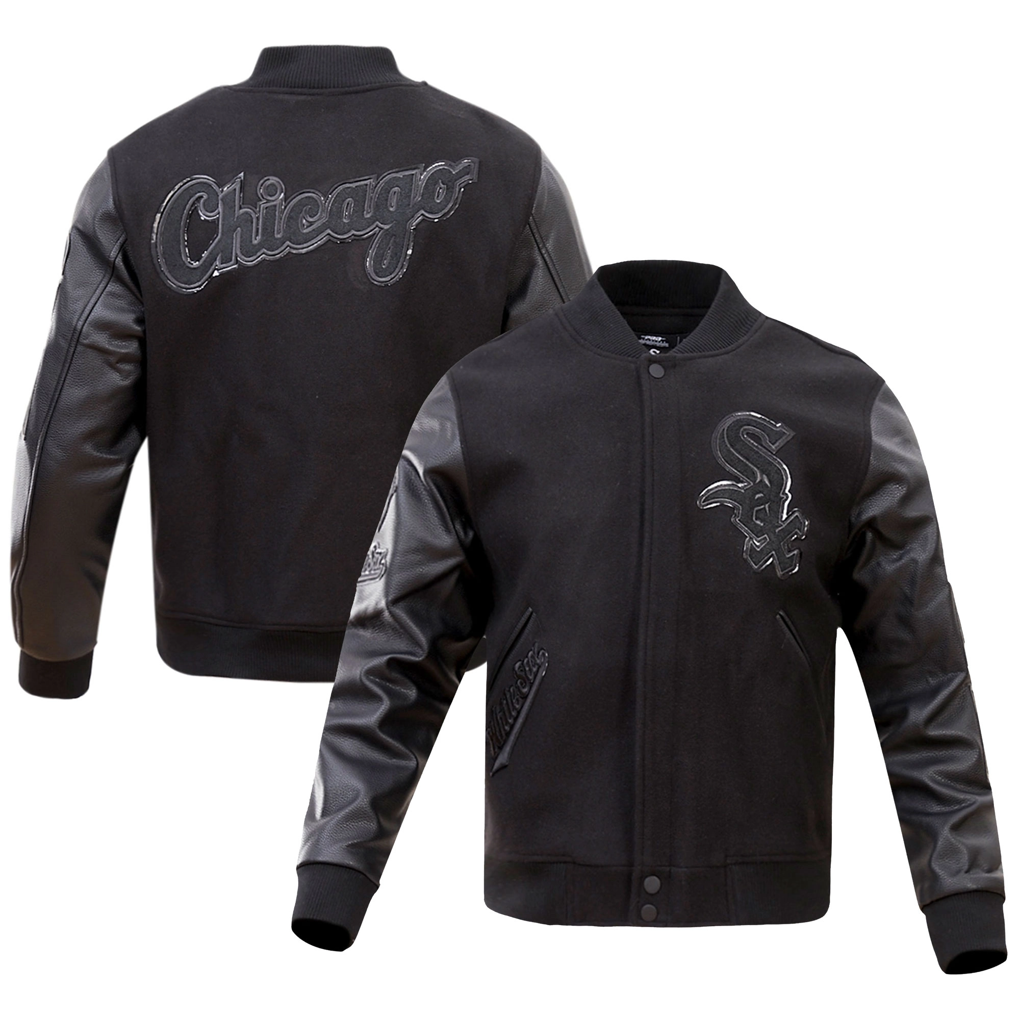 Chicago White Sox Pro Standard Triple Black Varsity Jacket - Image 3
