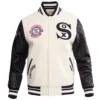 Men's Chicago White Sox Retro Classic Rib Knitted White/Black Varsity Jacket