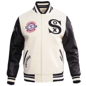 Men's Chicago White Sox Retro Classic Rib Knitted White/Black Varsity Jacket