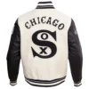 Alternative view of Men's Chicago White Sox Retro Classic Rib Knitted White/Black Varsity Jacket