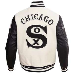 Alternative view of Men's Chicago White Sox Retro Classic Rib Knitted White/Black Varsity Jacket