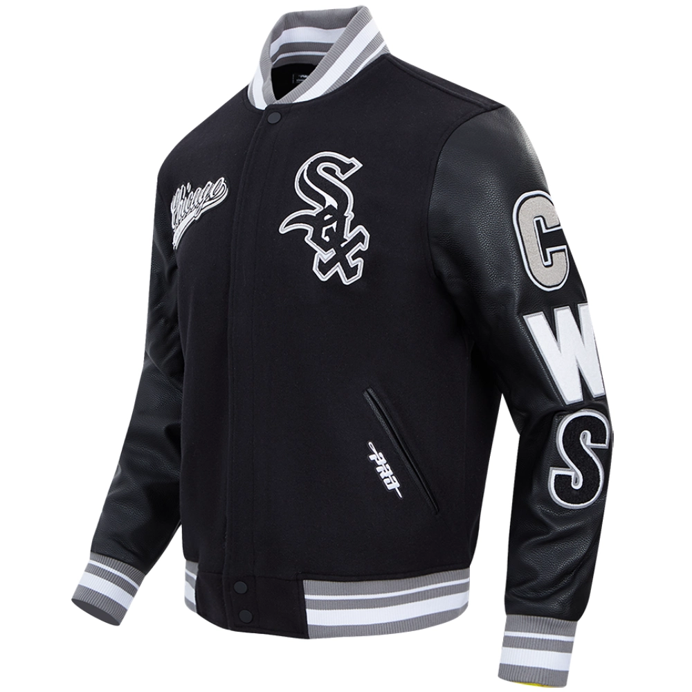 Chicago White Sox Script Tail Rib Wool & Leather Varsity Jacket - Image 3
