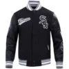 Chicago White Sox Script Tail Rib Wool & Leather Varsity Jacket