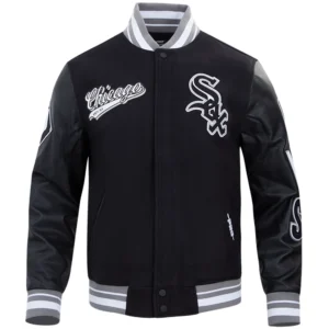 Chicago White Sox Script Tail Rib Wool & Leather Varsity Jacket