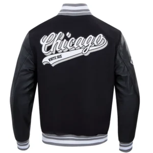 Alternative view of Chicago White Sox Script Tail Rib Wool & Leather Varsity Jacket