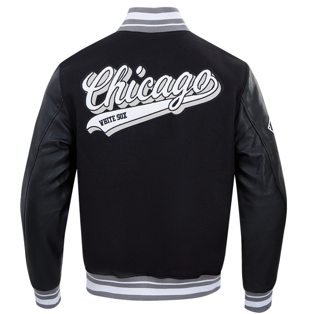 Chicago White Sox Script Tail Rib Wool & Leather Varsity Jacket - Image 2