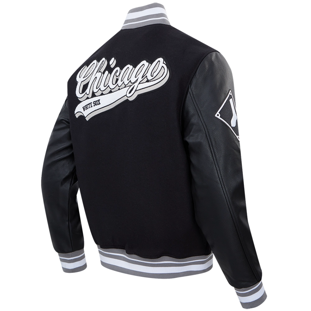 Chicago White Sox Script Tail Rib Wool & Leather Varsity Jacket - Image 4