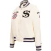 Chicago White Sox Classic Women's Full-Snap Satin Varsity Jacket - Image 3