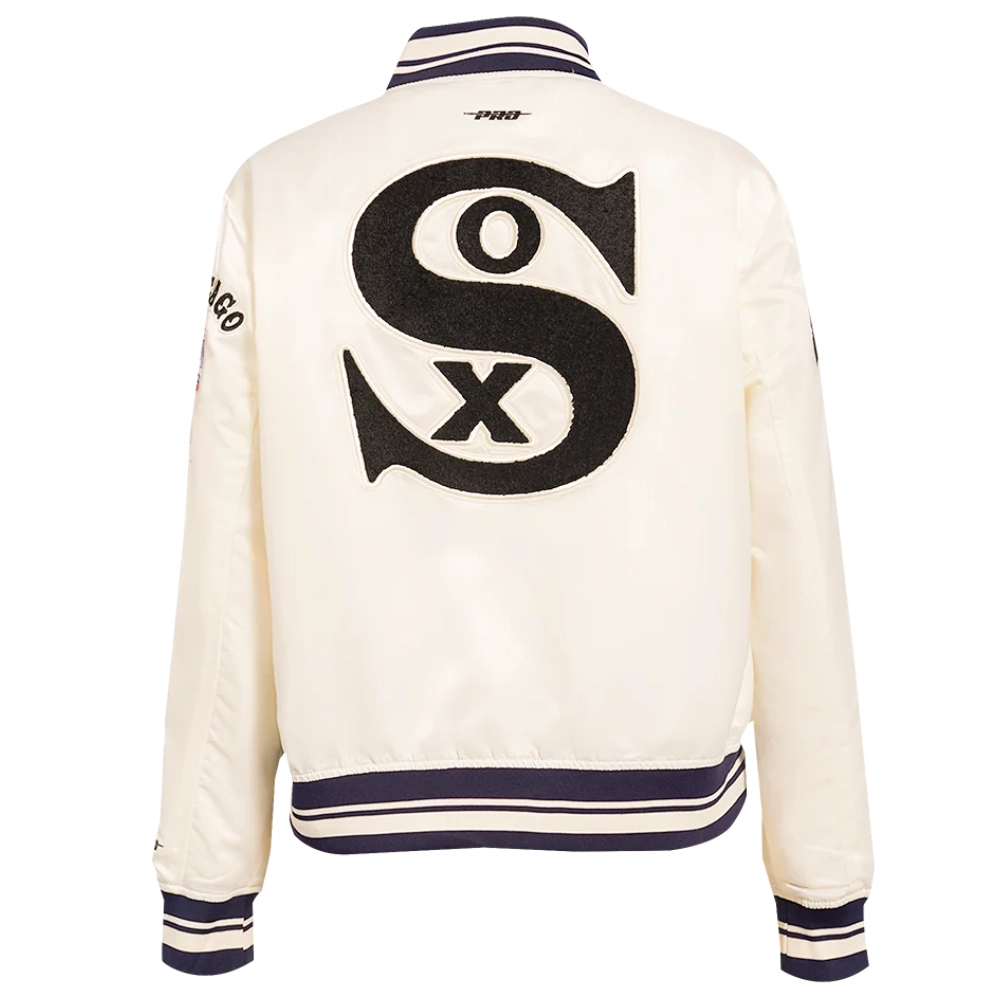 Chicago White Sox Classic Women's Full-Snap Satin Varsity Jacket - Image 2