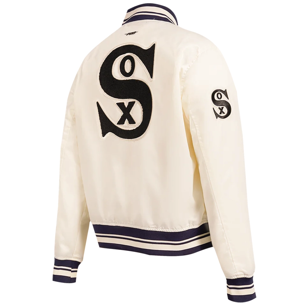 Chicago White Sox Classic Women's Full-Snap Satin Varsity Jacket - Image 4