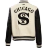 Chicago White Sox Classic Women's White/Black Rib Knitted Varsity Jacket - Image 2