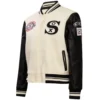 Chicago White Sox Classic Women's White/Black Rib Knitted Varsity Jacket - Image 3