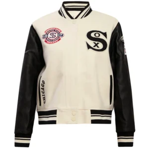 Chicago White Sox Classic Women's White/Black Rib Knitted Varsity Jacket