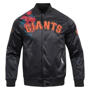 Alternative view of San Francisco Giants Roses Black Satin Varsity Jacket
