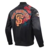 San Francisco Giants Roses Black Satin Varsity Jacket - Image 3
