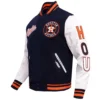 Houston Astros Script Tail Navy/White Varsity Jacket - Image 3