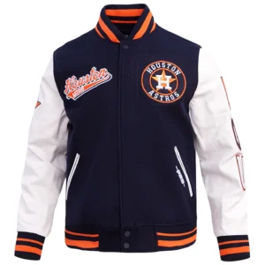 Houston Astros Script Tail Navy/White Varsity Jacket