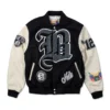 Jeff Hamilton X Brooklyn Nets Old English Black/Cream Wool & Leather Varsity Jacket