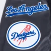 Los Angeles Dodgers Old English Black Wool & Leather Varsity Jacket - Image 8