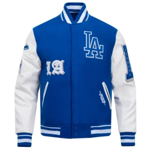 Alternative view of Los Angeles Dodgers Retro Classic Blue & White Varsity Jacket