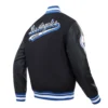 Los Angeles Dodgers Script Tail Black Wool & Leather Varsity Jacket - Image 3