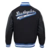 Los Angeles Dodgers Script Tail Black Wool & Leather Varsity Jacket - Image 4
