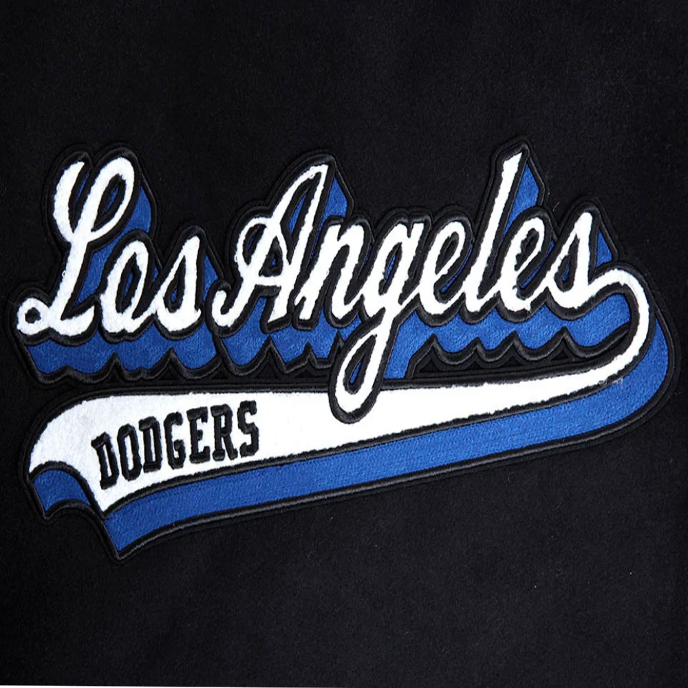 Los Angeles Dodgers Script Tail Black Wool & Leather Varsity Jacket - Image 5