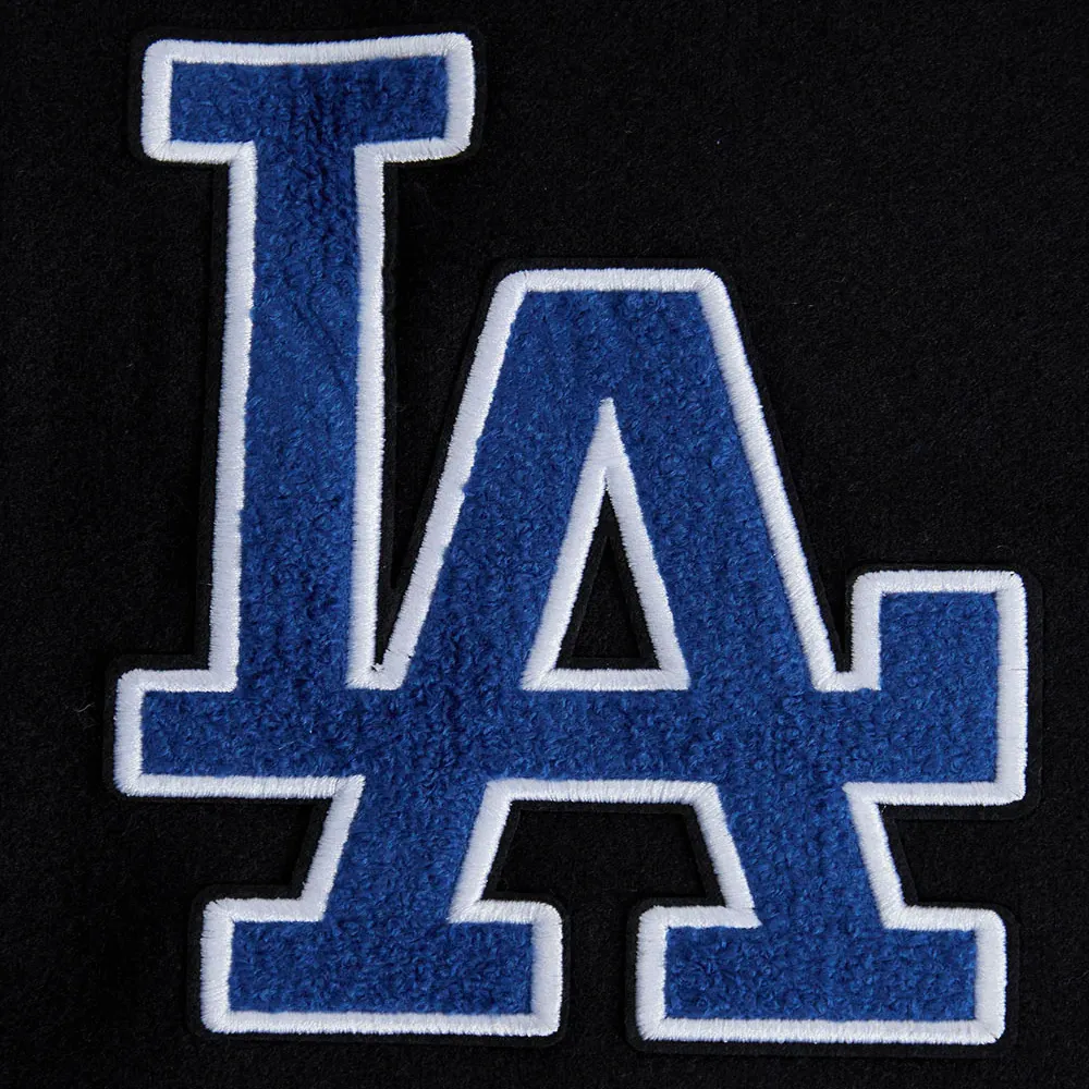 Los Angeles Dodgers Script Tail Black Wool & Leather Varsity Jacket - Image 6