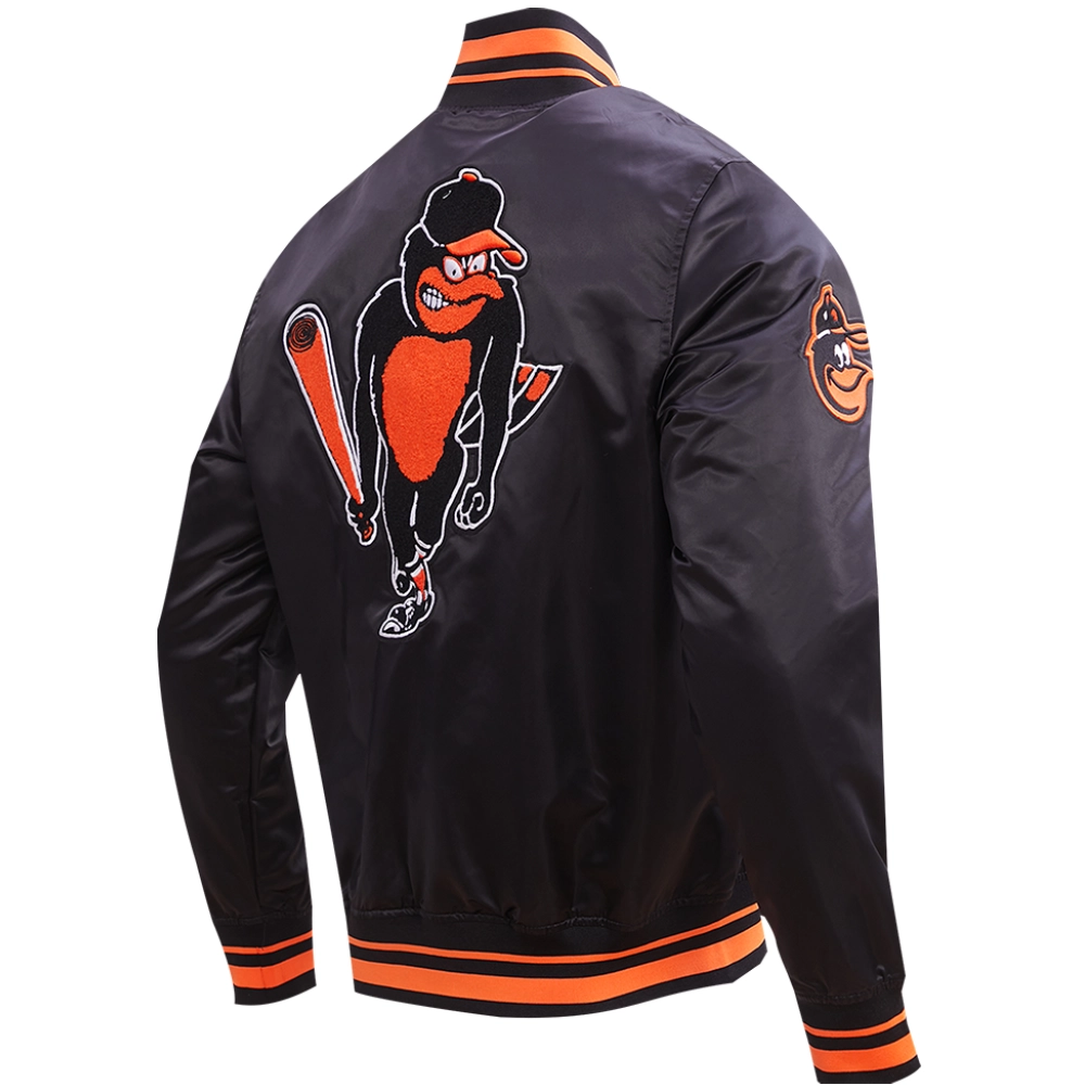 Men's Baltimore Orioles Classic Baseball Team Players Satin Varsity Black Jacket - Image 4