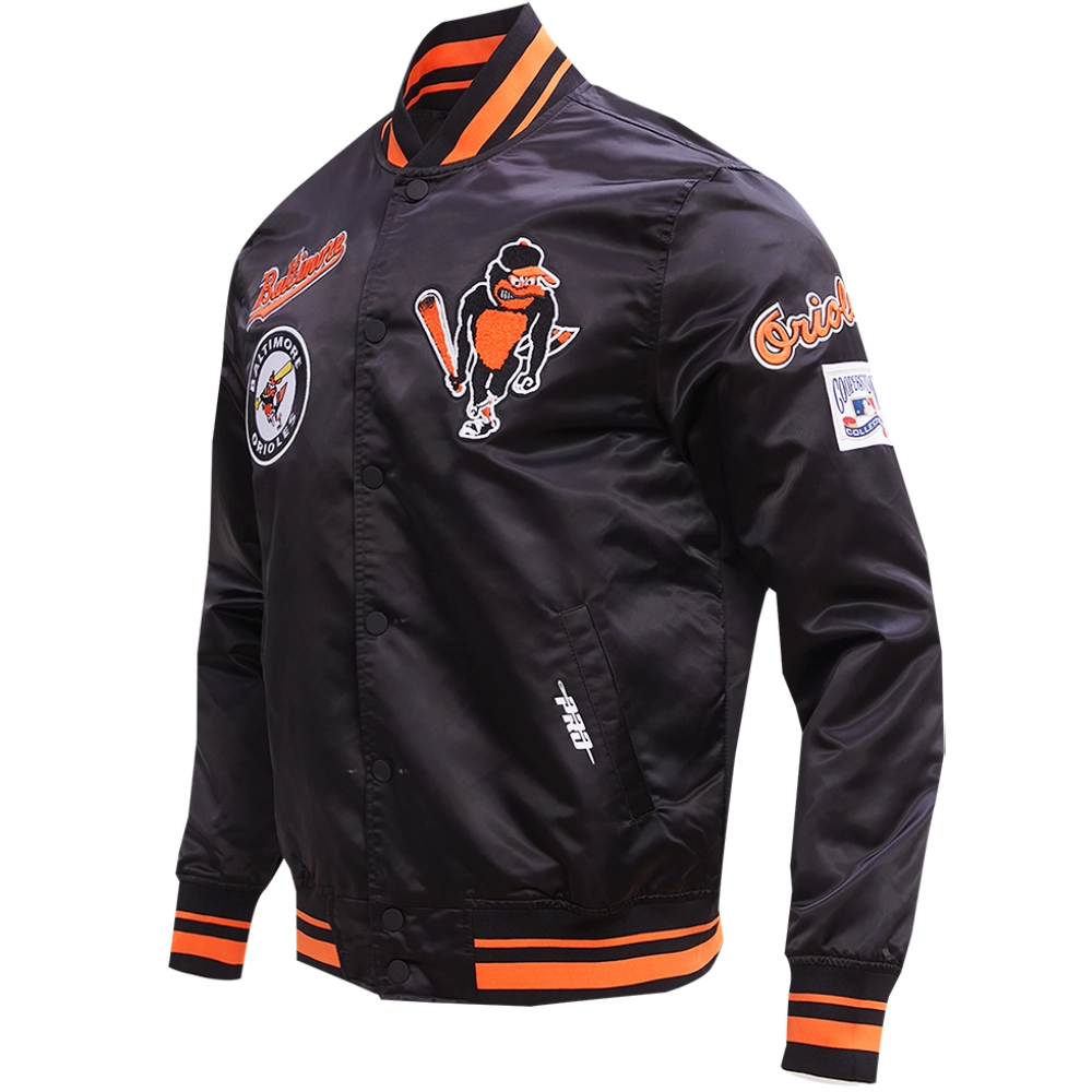 Men's Baltimore Orioles Classic Baseball Team Players Satin Varsity Black Jacket - Image 3