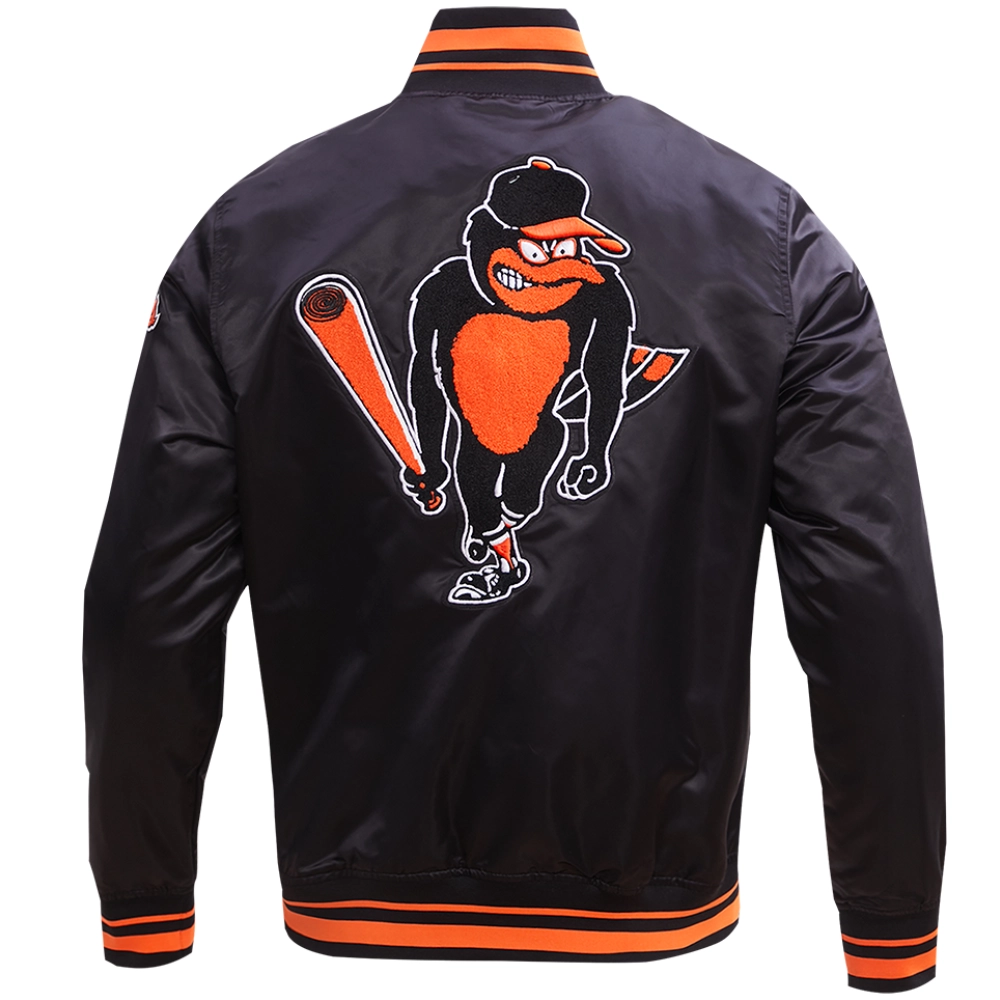 Men's Baltimore Orioles Classic Baseball Team Players Satin Varsity Black Jacket - Image 2