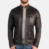 Men’s Black Quilted Leather Biker Jacket - Blaze