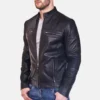 Men’s Classic Black Biker Leather Jacket - Lance