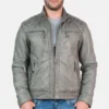 Men’s Grey Biker Leather Jacket - Triumph