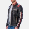 Men's Motorcycle Black Fade Leather Jacket - Dante