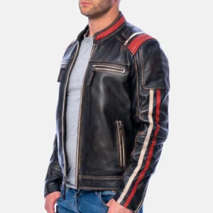 Men's Motorcycle Black Fade Leather Jacket - Dante