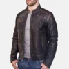 Men’s Vintage Black Distressed Biker Leather Jacket - Nova