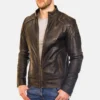 Mens Vintage Black Shoulder Quilted Biker Leather Jacket - Cairo