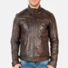 Men's Vintage Brown Matt Finish Motorcycle Leather Jacket - Ryder