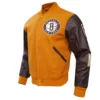 NBA Brooklyn Nets Men's Classic Varsity Jacket yellow & Brown - Image 4